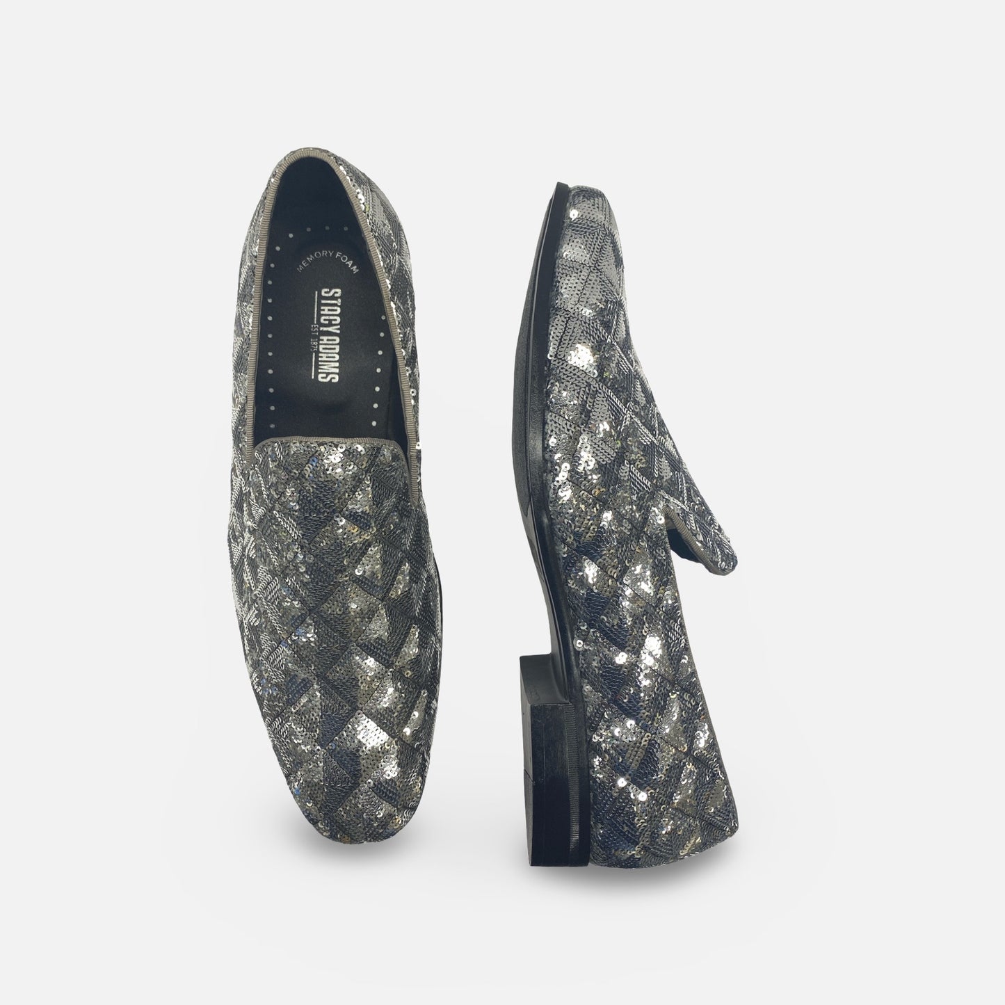 Stacy Adams Sequenced Tux Slip on Loafer Shoes Silver/Ardent | Size 10 M