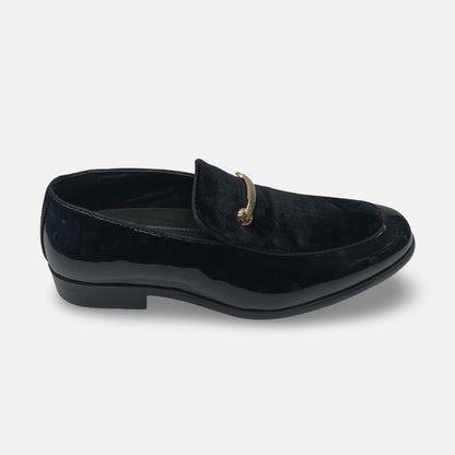 Men's Black Patent Tux Slip on Loafer Shoes | Andrew-000