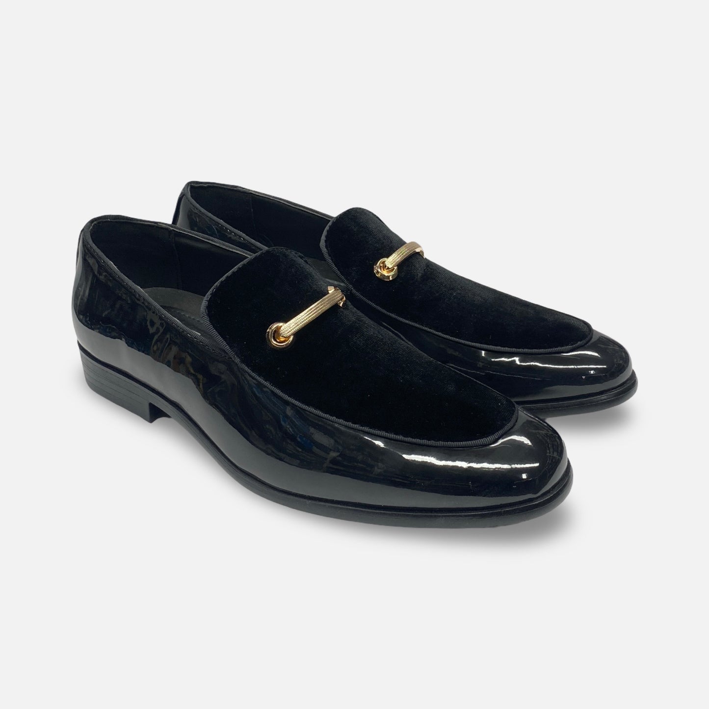 Men's Black Patent Tux Slip on Loafer Shoes | Andrew-000