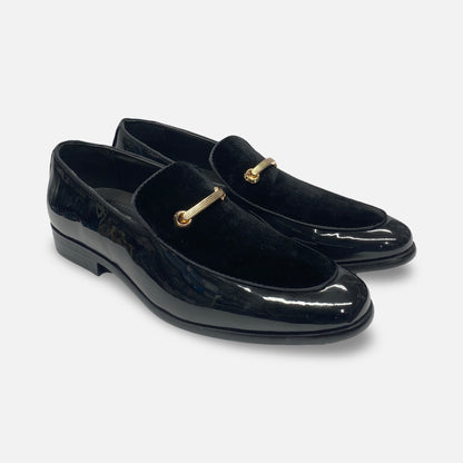Men's Black Patent Tux Slip on Loafer Shoes | Andrew-000