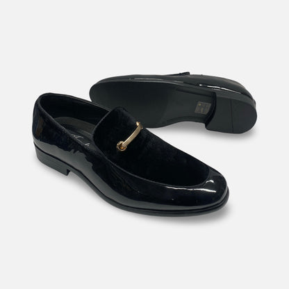Men's Black Patent Tux Slip on Loafer Shoes | Andrew-000