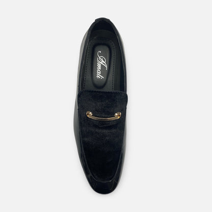 Men's Black Patent Tux Slip on Loafer Shoes | Andrew-000