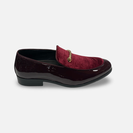 Men's Burgundy Patent Tux Slip on Loafer Shoes | Andrew-175