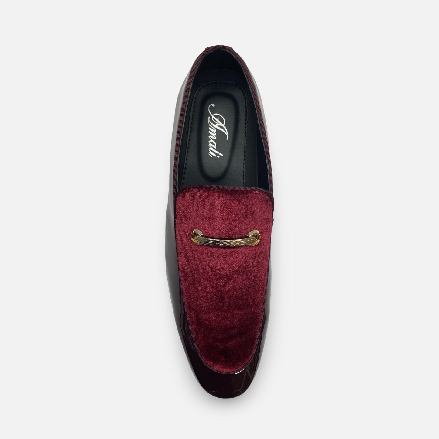 Men's Burgundy Patent Tux Slip on Loafer Shoes | Andrew-175