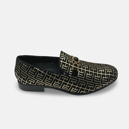Men's Black Tux Slip on Loafer Shoes | Kazimar-000