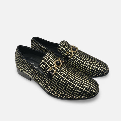 Men's Black Tux Slip on Loafer Shoes | Kazimar-000