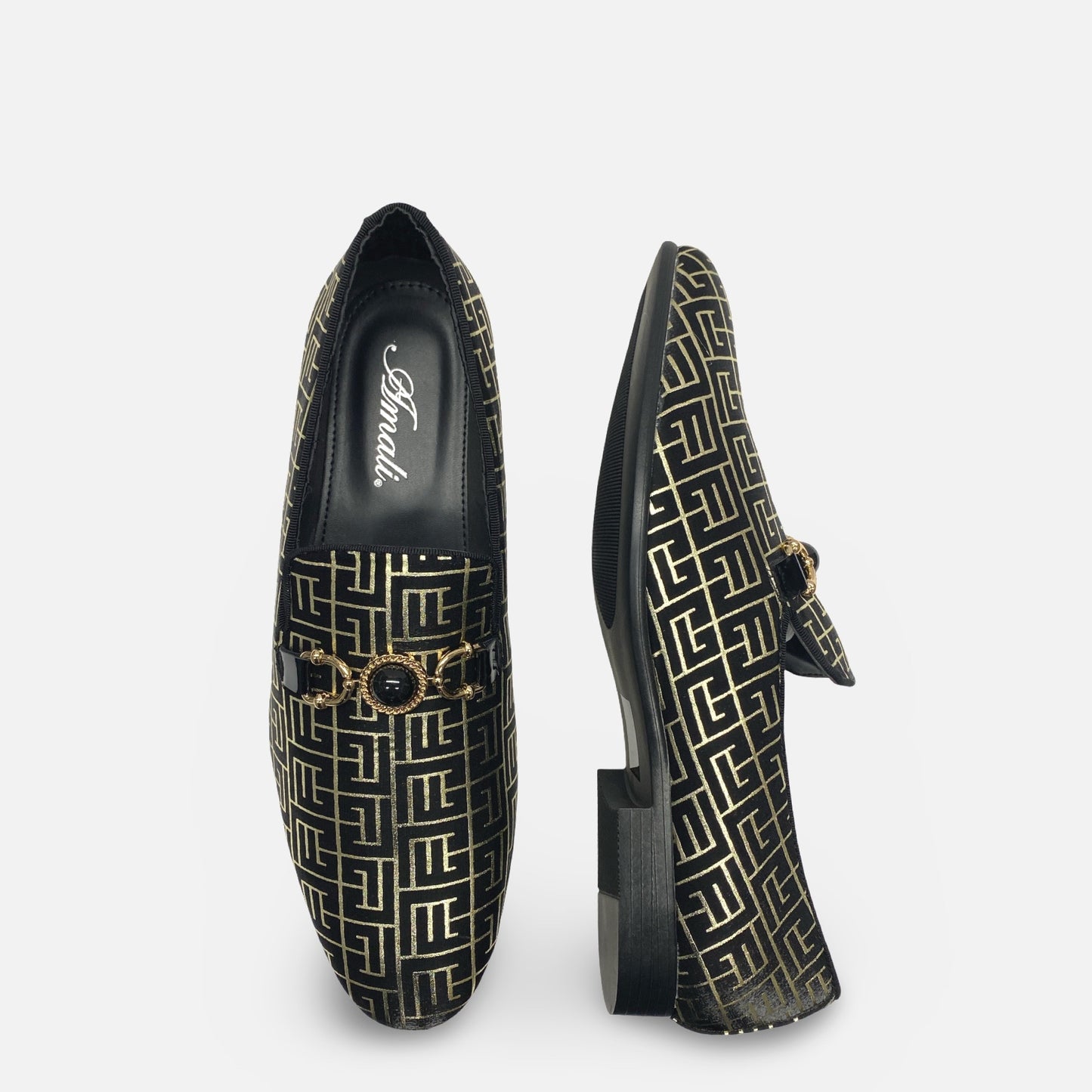 Men's Black Tux Slip on Loafer Shoes | Kazimar-000