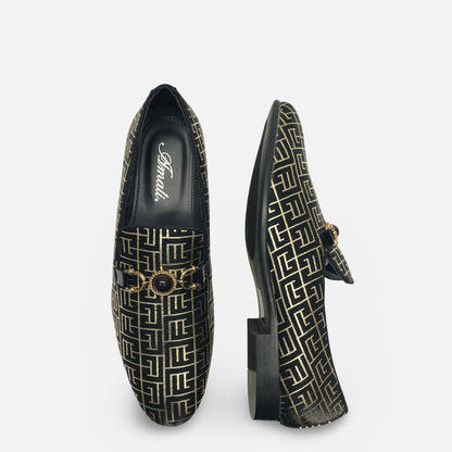 Men's Black Tux Slip on Loafer Shoes | Kazimar-000