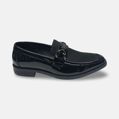 Mens Black patent Slip on Loafer Tux shoes