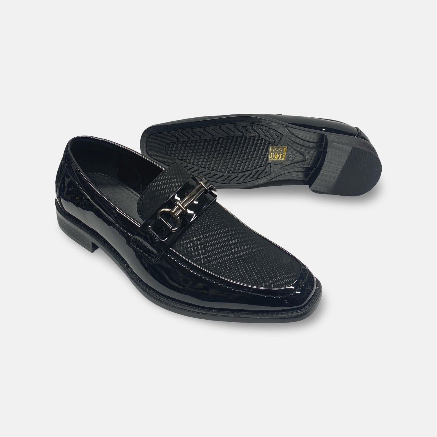 Mens Black patent Slip on Loafer Tux shoes