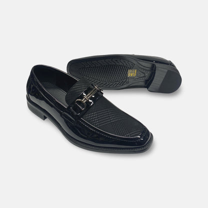 Mens Black patent Slip on Loafer Tux shoes