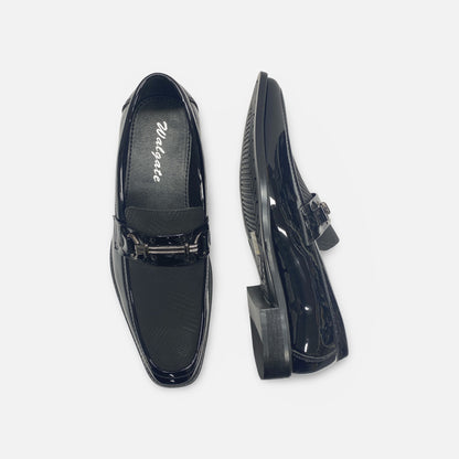 Mens Black patent Slip on Loafer Tux shoes
