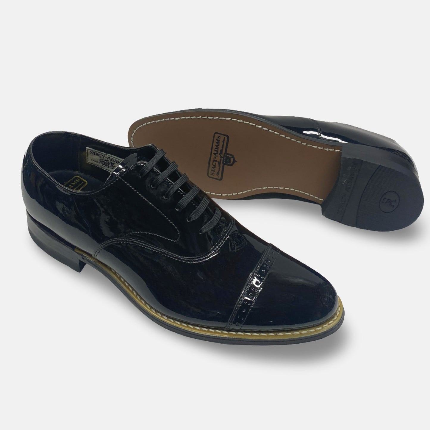Stacy Adams Black Cap Toe Formal Patent Dress Shoes Concorde