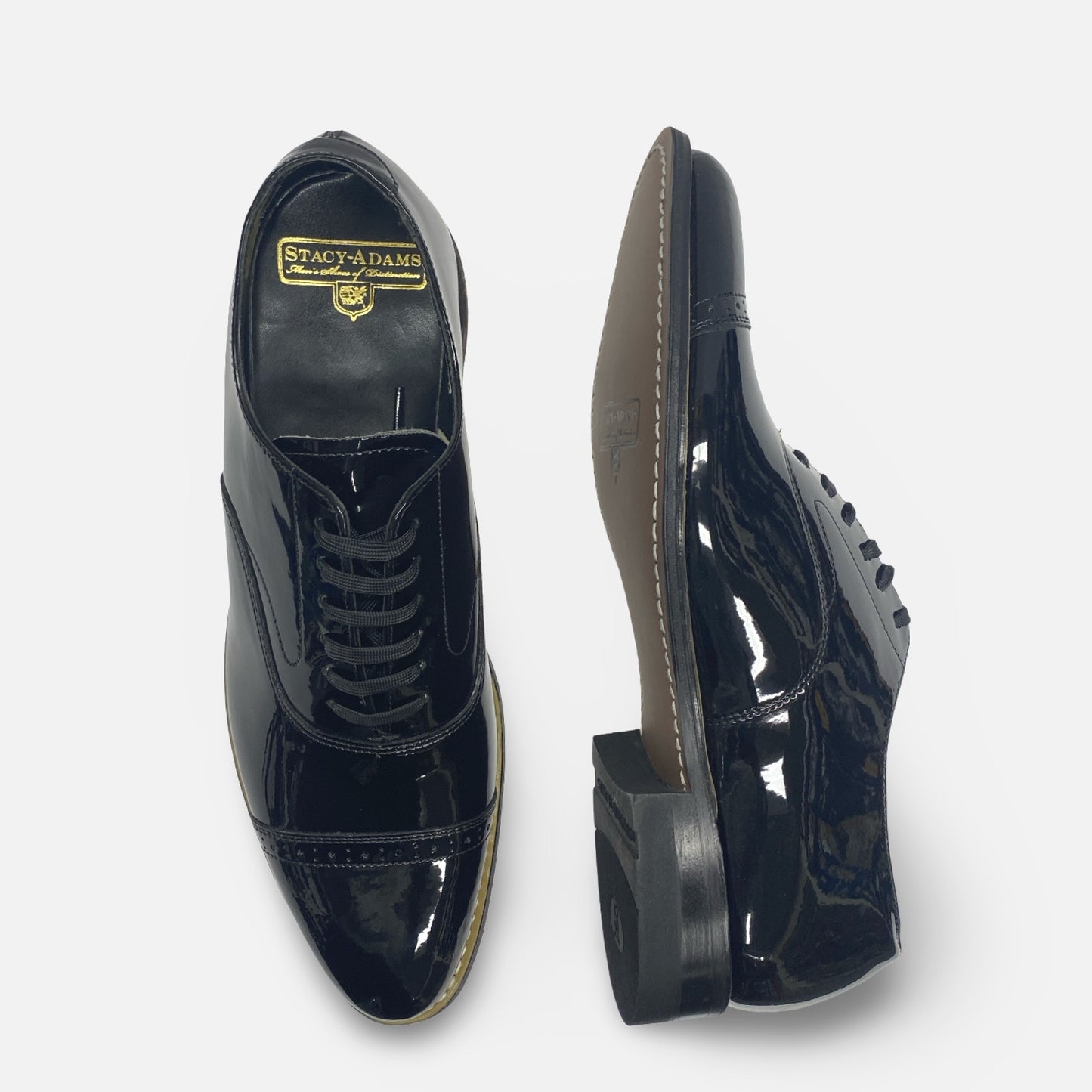 Stacy Adams Black Cap Toe Formal Patent Dress Shoes Concorde