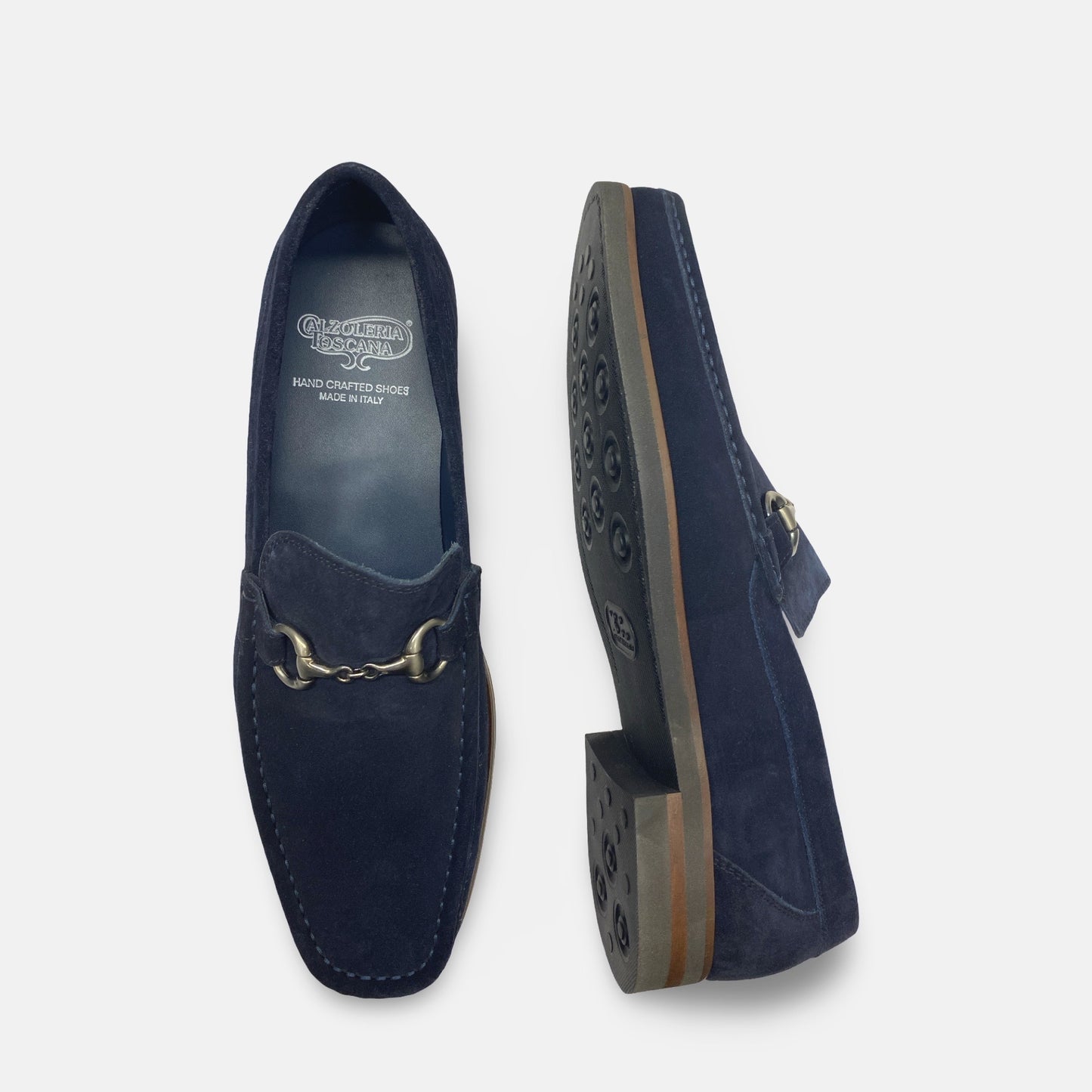 Toscana Navy Blue Italian Suede Lightweight Bit Loafer | 5743-M