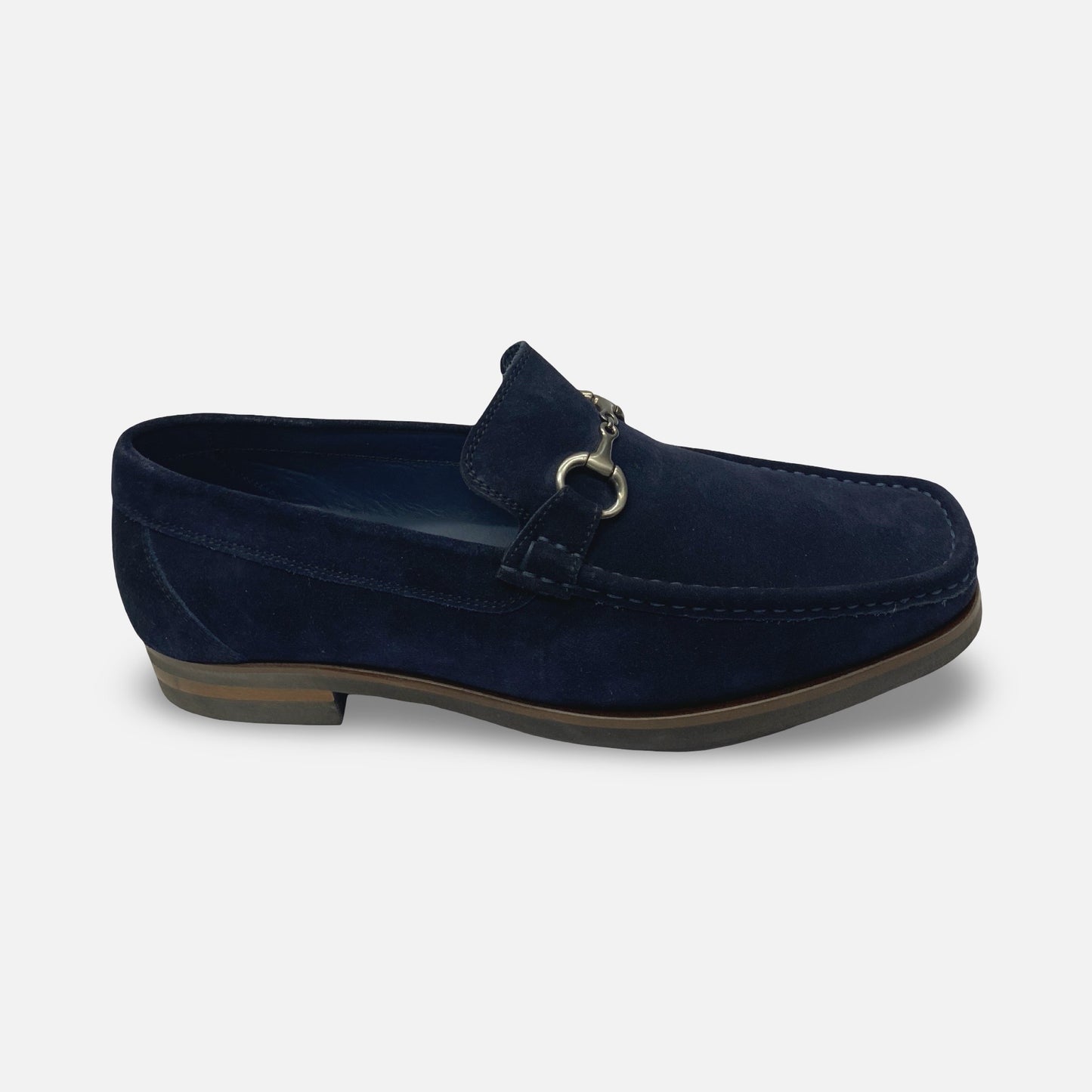 Toscana Navy Blue Italian Suede Lightweight Bit Loafer | 5743-M