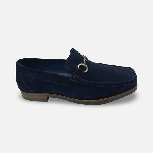 Toscana Navy Blue Italian Suede Lightweight Bit Loafer | 5743-M