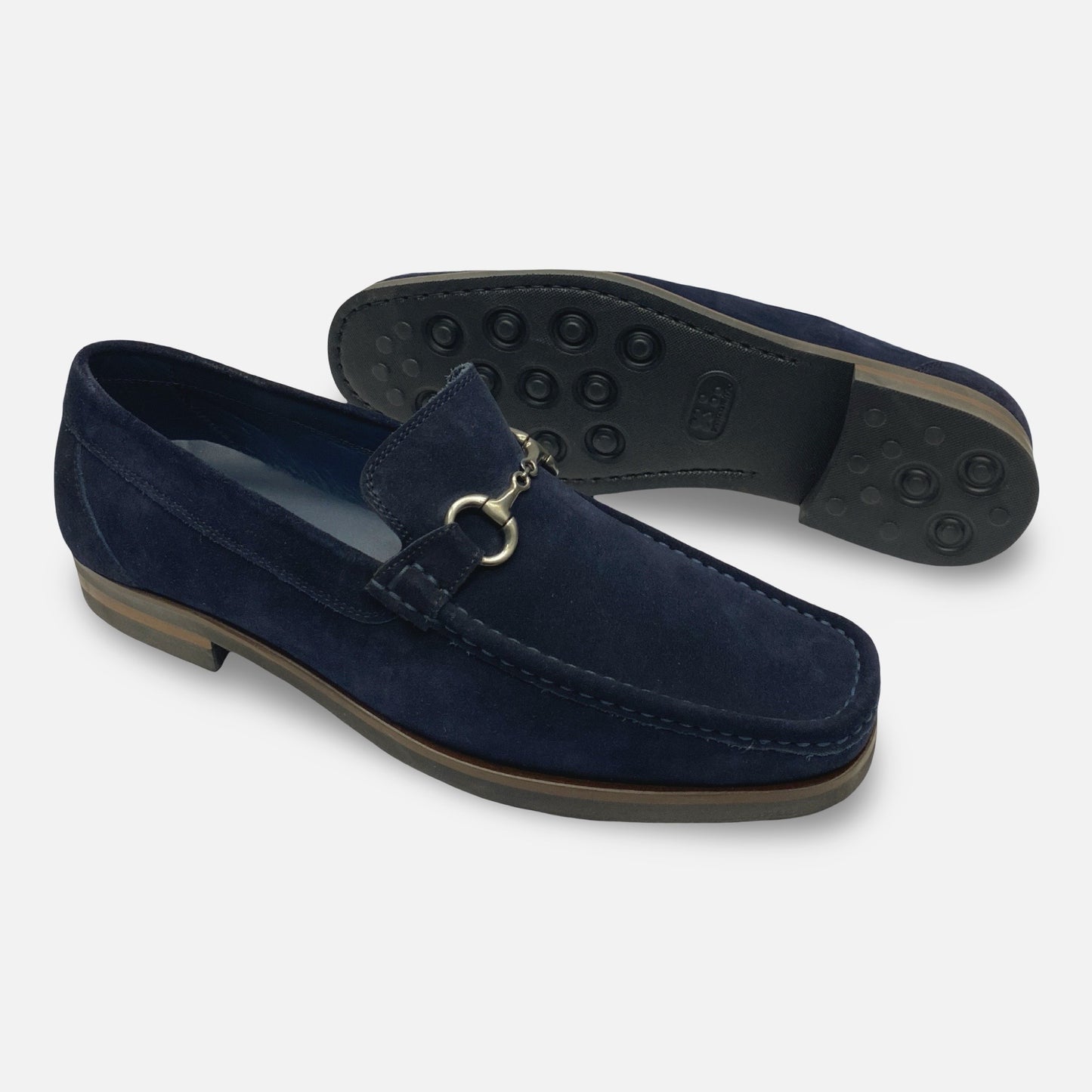 Toscana Navy Blue Italian Suede Lightweight Bit Loafer | 5743-M