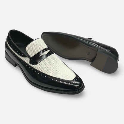 Giorgio Venturi Two Tone Black White Loafers | 6986