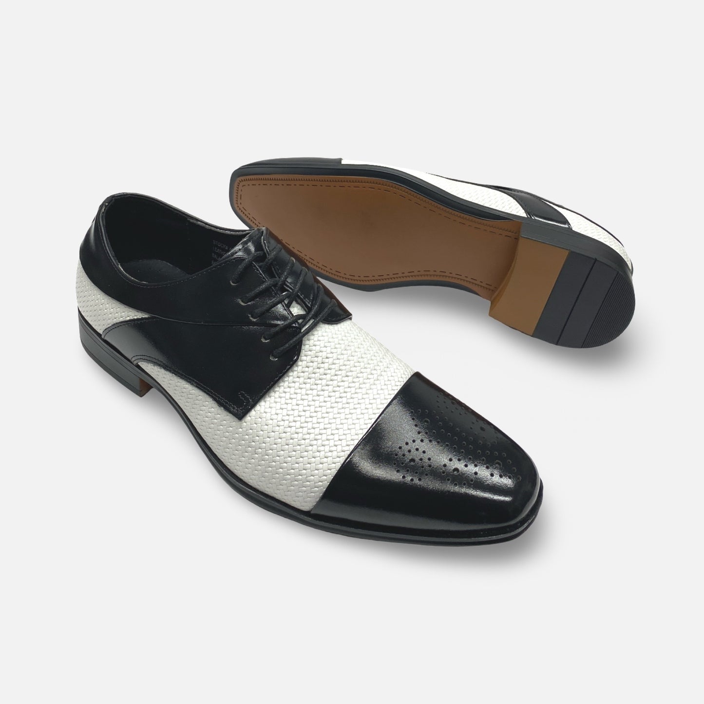Giorgio Venturi Two Tone Black White Cap Toe Dress Shoes | 6880
