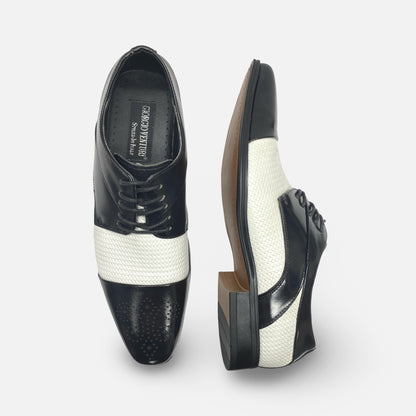 Giorgio Venturi Two Tone Black White Cap Toe Dress Shoes | 6880