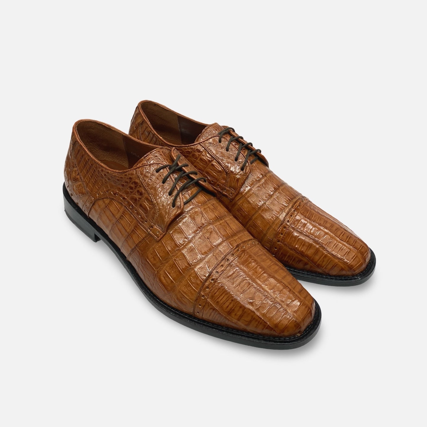Los Altos Cognac Caiman Belly Cap Toe Dress Shoes | ZV098203
