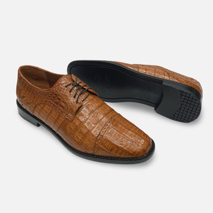 Los Altos Cognac Caiman Belly Cap Toe Dress Shoes | ZV098203