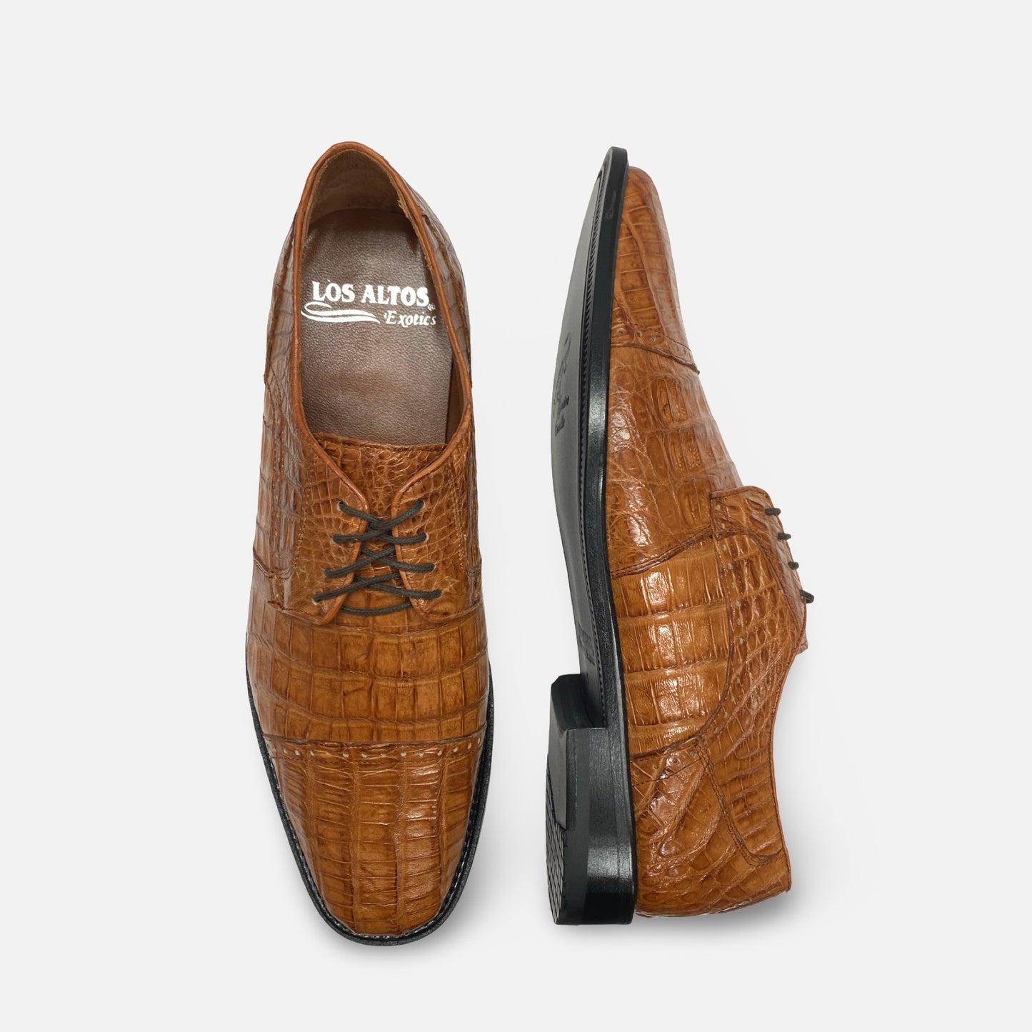 Los Altos Cognac Caiman Belly Cap Toe Dress Shoes | ZV098203