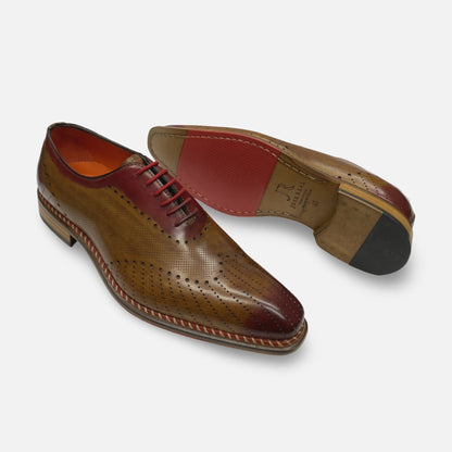 Jose Real Perforated Contrast Burnish Toe Brown Italian Shoe