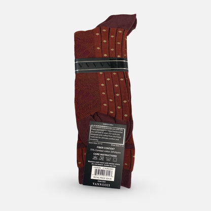Mens Fashion Socks by Vanucci V1625LBU LT Burgundy