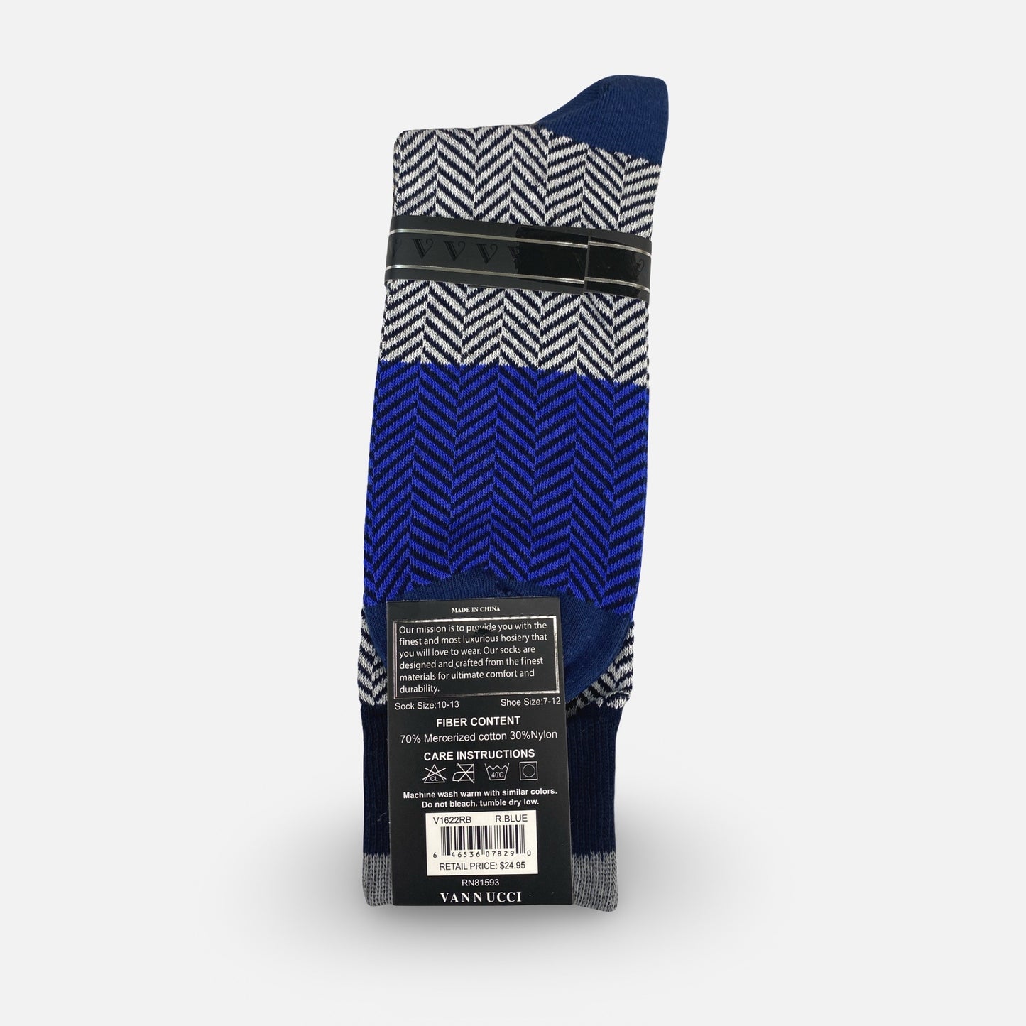 Mens Fashion Socks by Vanucci V1622RB - R.Blue
