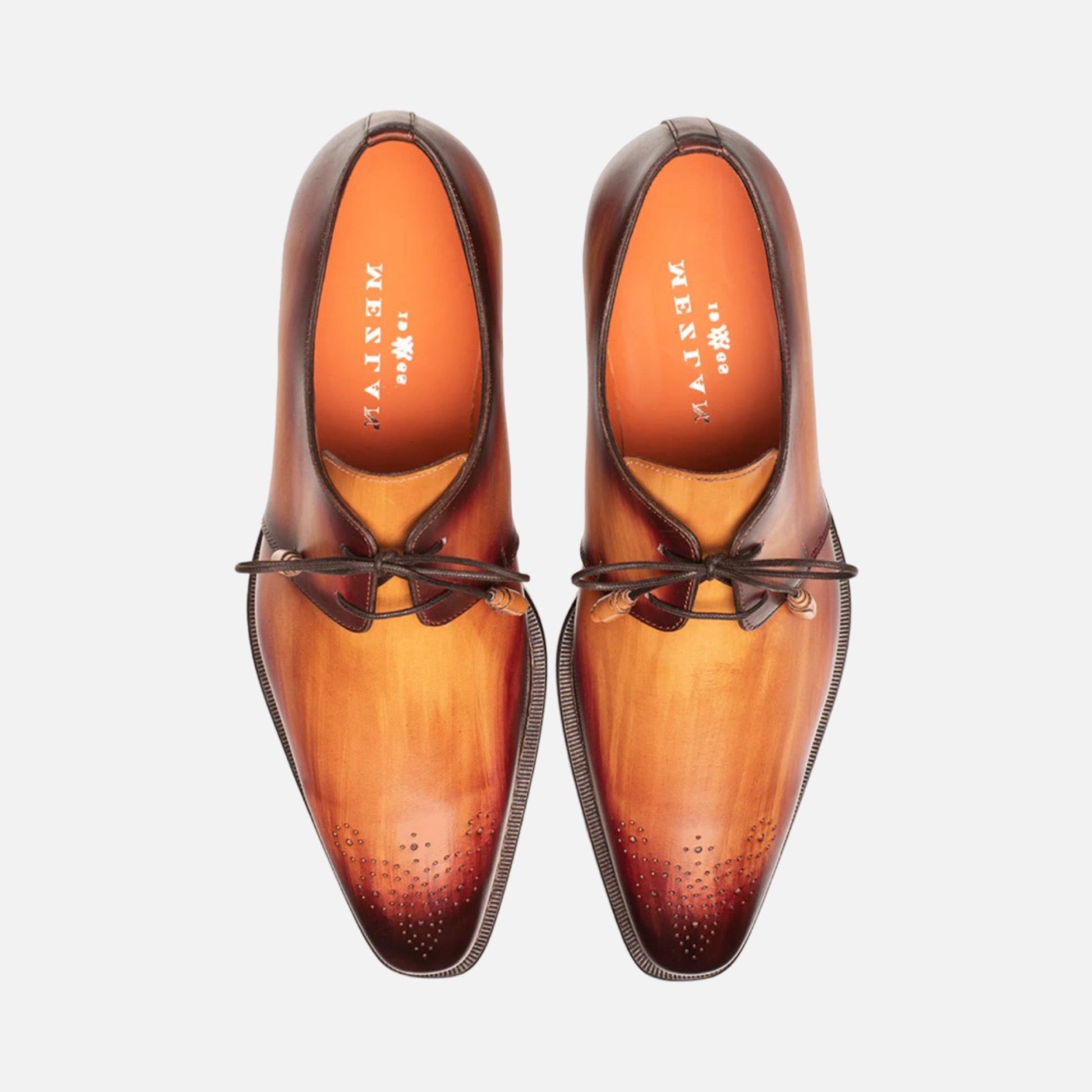 Mezlan hand painted tan cognac shoe