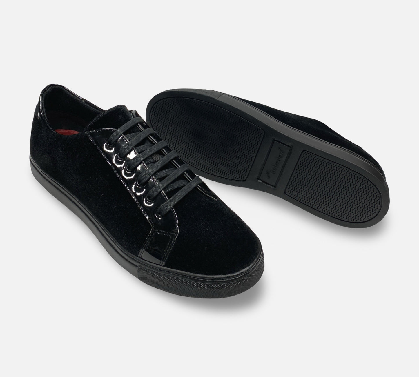 Belvedere Black Velvet Soft Bottom Shoes "Ted"