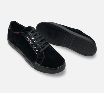 Belvedere Black Velvet Soft Bottom Shoes "Ted"