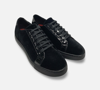 Belvedere Black Velvet Soft Bottom Shoes "Ted"