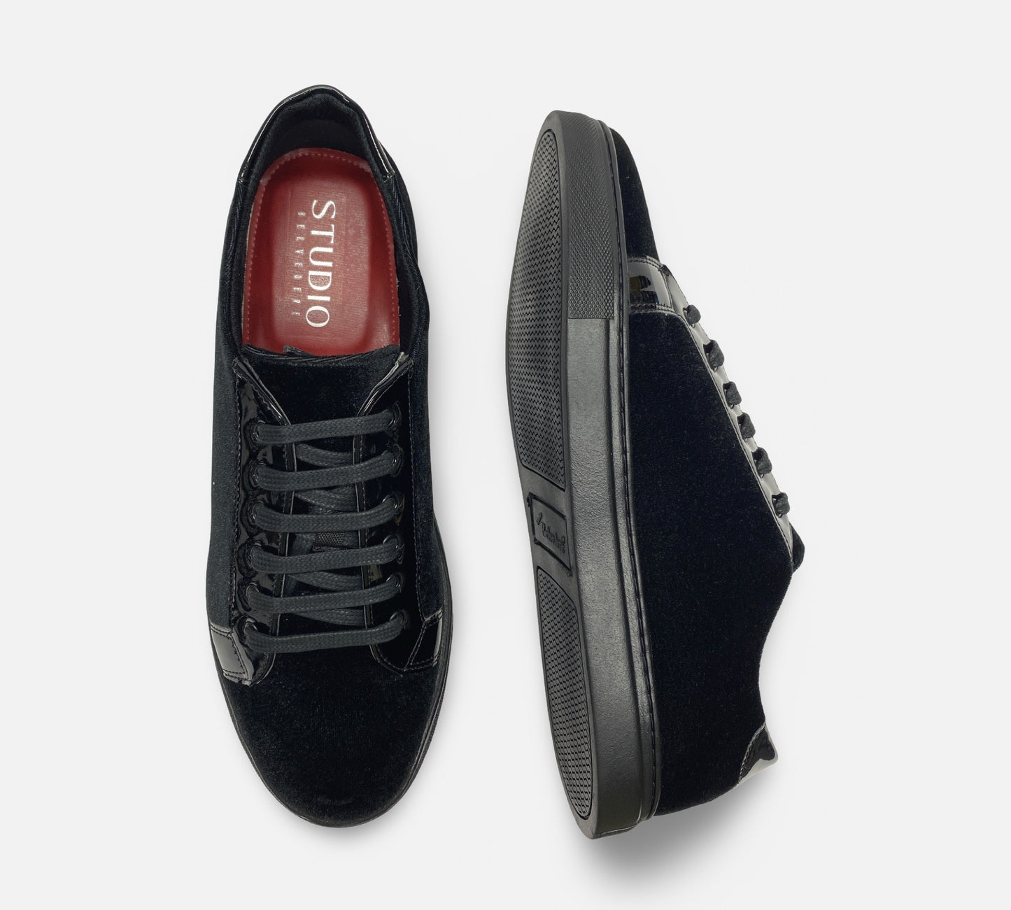Belvedere Black Velvet Soft Bottom Shoes "Ted"