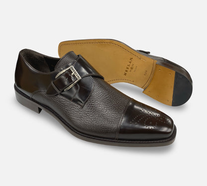 Mezlan Single Monk Cap Toe Deerskin shoe Brown - Phoenix