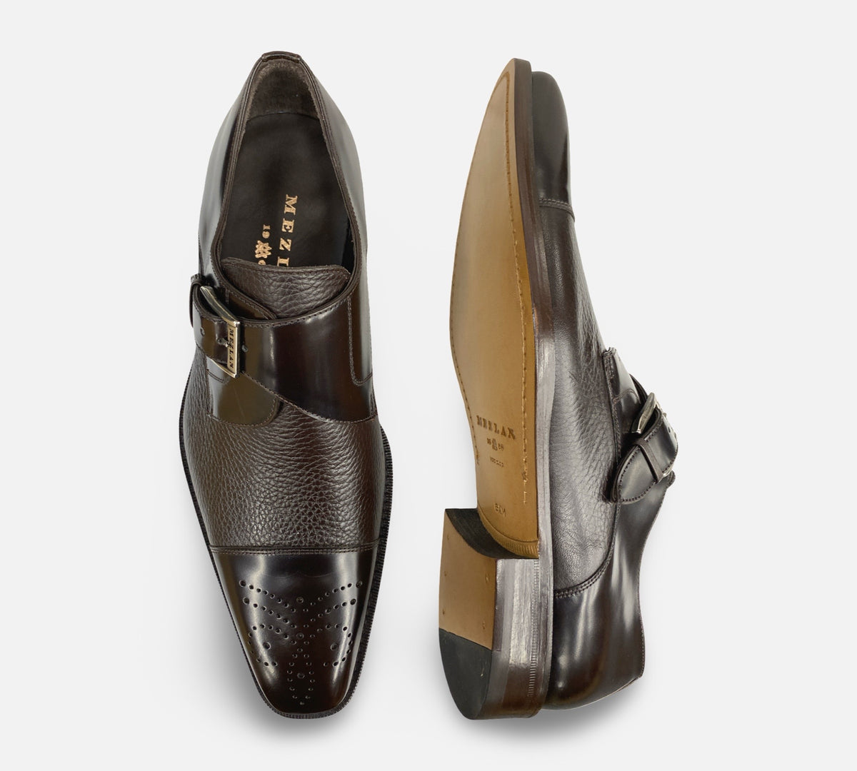 Mezlan Single Monk Cap Toe Deerskin shoe Brown - Phoenix