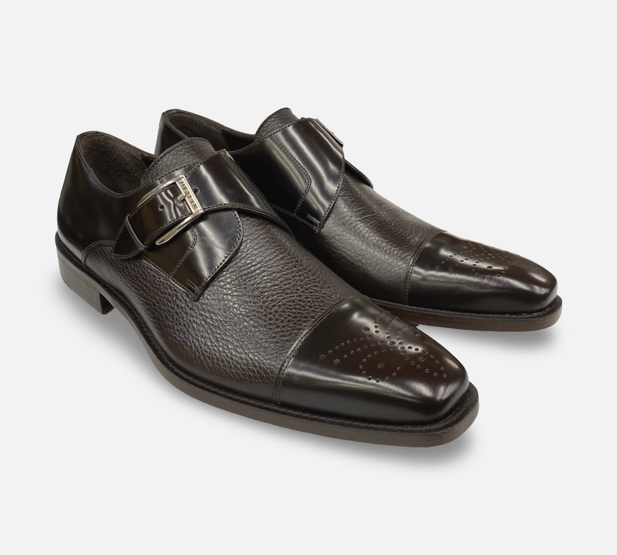 Mezlan Single Monk Cap Toe Deerskin shoe Brown - Phoenix