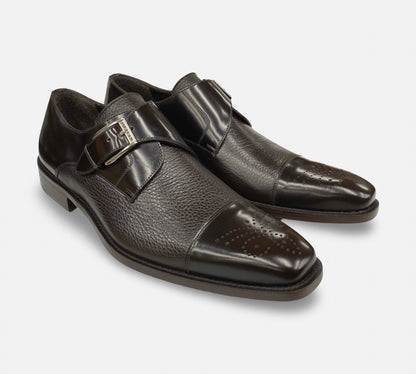 Mezlan Single Monk Cap Toe Deerskin shoe Brown - Phoenix