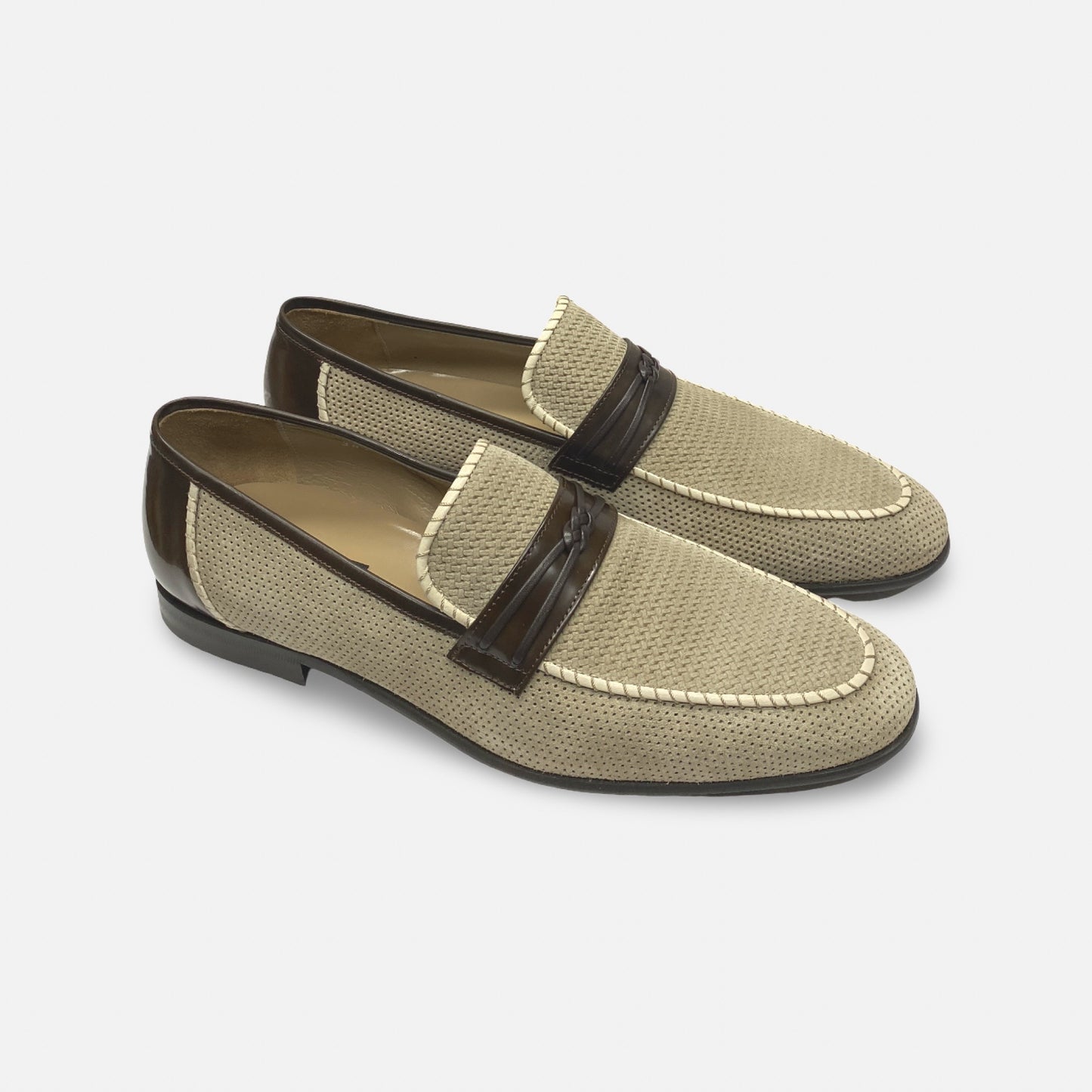 Corrente 3417HS Men's Perforated Suggero Suede Loafers