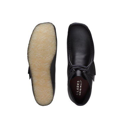 Clarks Originals Wallabee Black Leather Boots with Natural Crepe Sole