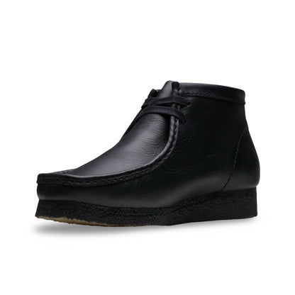 Clarks Originals Wallabee Black Leather Boots with Natural Crepe Sole