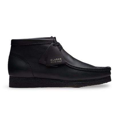 Clarks Originals Wallabee Black Leather Boots with Natural Crepe Sole