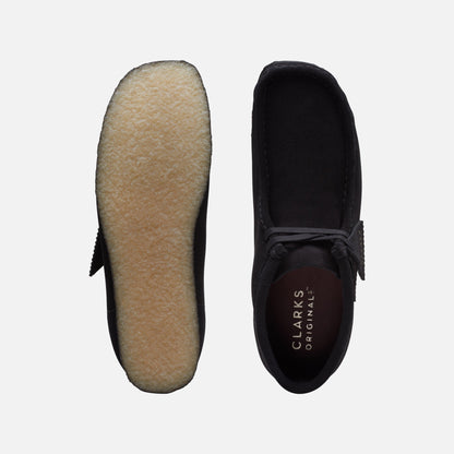 Clarks Originals Wallabee Black Suede Moc Toe Boots – Men’s Casual Lace-Up with Natural Crepe Sole