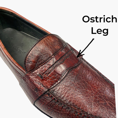 Ostrich leg and deerskin loafer wine Belvedere