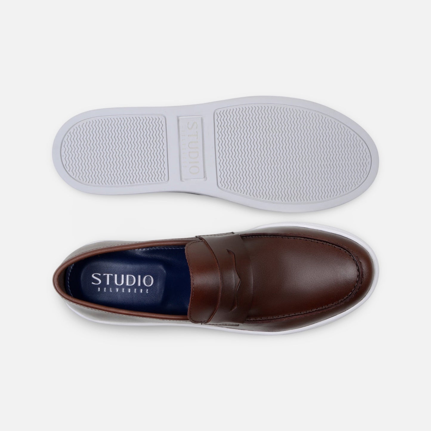 Belvedere Studio Hybrid Penny Loafer Elliot – Brown Nappa Leather, Rubber Sole