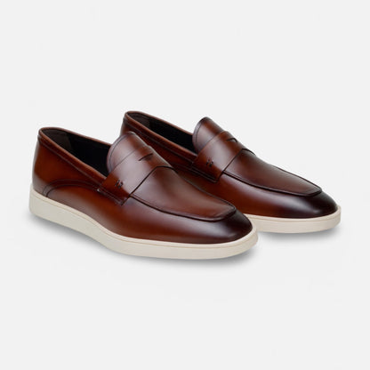 Belvedere Maurizio Hybrid Penny Loafer – Cognac Nappa Leather, Two-Tone Gel Sole