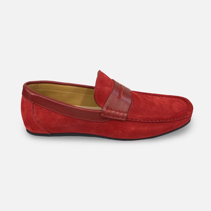 Calzoleria Toscana Zula Red Italian Suede Loafers – Handcrafted in Italy