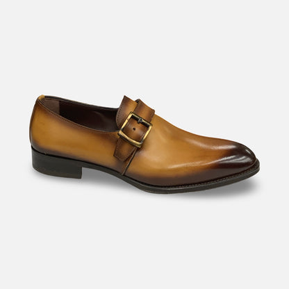 La Ferra Men’s Handmade Italian Single Monk Strap Dress Shoe